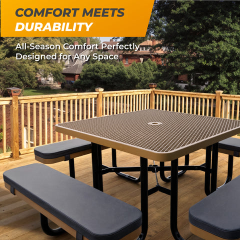 Cushions For Square Picnic Tables - 46 in - Black - 4 pcs