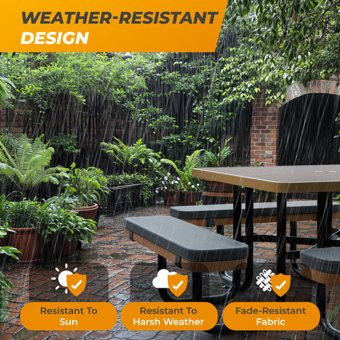Cushions For Square Picnic Tables - 46 in - Black - 4 pcs