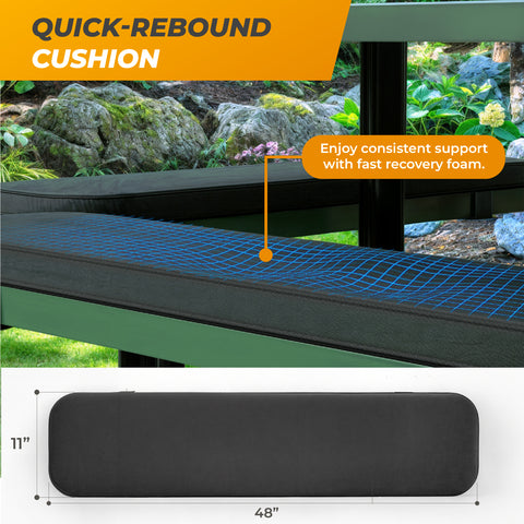 Cushions For Square Picnic Tables - 46 in - Black - 4 pcs