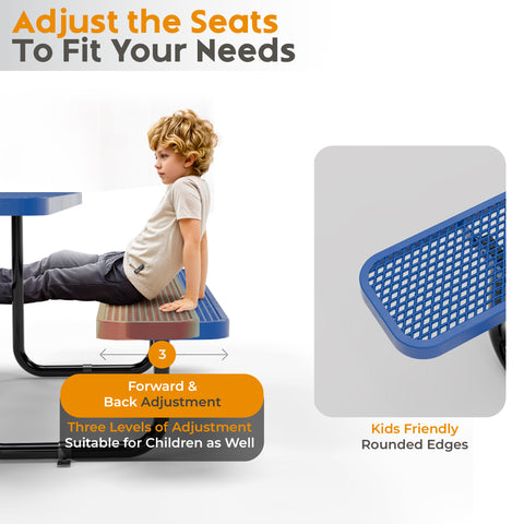 Metal Picnic Table - Rectangle Expanded Metal - 4ft - Blue - ADA Compliant