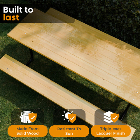 Wood Picnic Table - Rectangle - 8ft - Radiata Pine