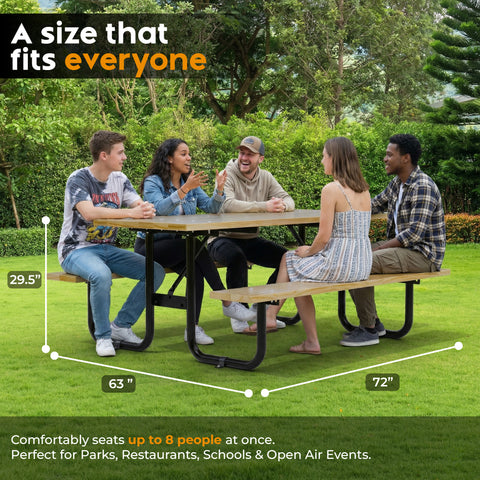 Wood Picnic Table - Rectangle - 6ft - Spruce Pine
