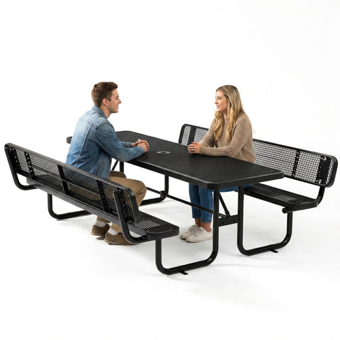 Metal Picnic Table - Rectangle Expanded Metal - 8ft - Black - ADA Compliant