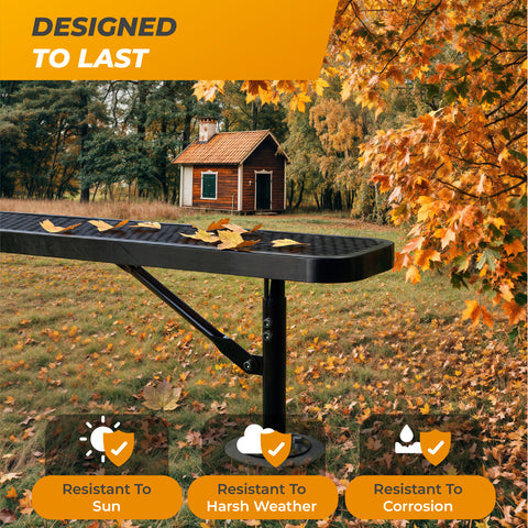 Heavy-Duty Outdoor Bench - Expanded Metal - 8ft - Surface - Black