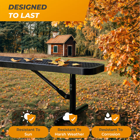 Heavy-Duty Outdoor Bench - Expanded Metal - 8ft - Portable - Black