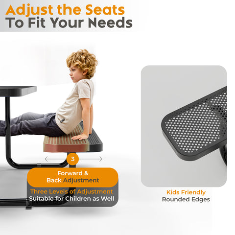 Metal Picnic Table - Rectangle Punched Metal - 6ft - Black - ADA Compliant