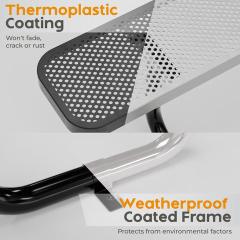 Metal Picnic Table - Rectangle Punched Metal - 6ft - Black - ADA Compliant