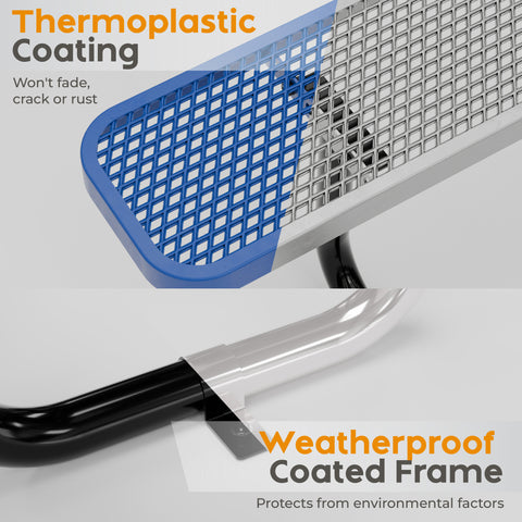 Metal Picnic Table - Rectangle Expanded Metal - 6ft - Blue - ADA Compliant