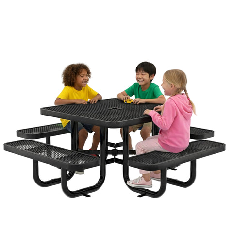Kids Picnic Table - Square Expanded Metal - 38 in - Black