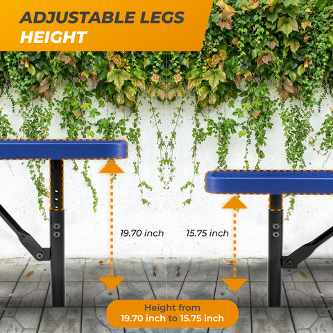 Heavy-Duty Outdoor Bench - Expanded Metal - 4ft - Inground - Blue - No Back
