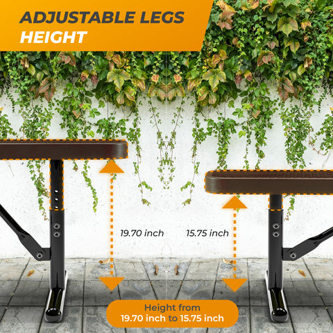 Heavy-Duty Outdoor Bench - Expanded Metal - 4ft - Portable - Brown - With Backrest