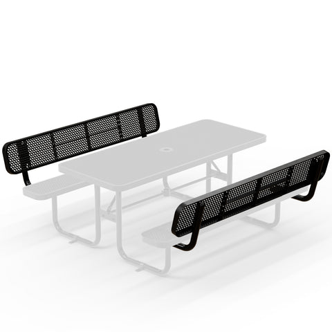 Backrests For Rectangular Picnic Tables - 6ft - Black - 2 pcs