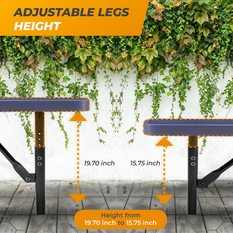 Heavy-Duty Outdoor Bench - Expanded Metal - 8ft - Inground - Blue