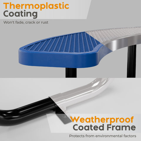 Metal Picnic Table - Round Expanded Metal - 38 in - Blue