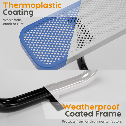 Metal Picnic Table - Rectangle Punched Metal - 6ft - Blue - ADA Compliant