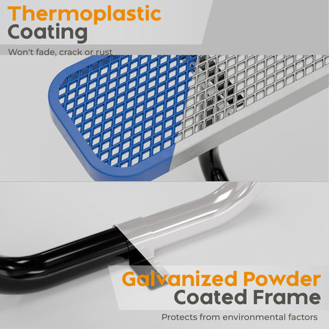 Metal Picnic Table - Square Expanded Metal - 38 in - Blue