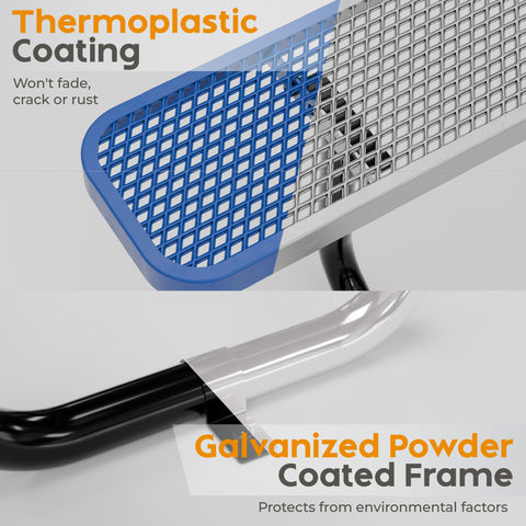 Metal Picnic Table - Rectangle Expanded Metal - 8ft - Blue - ADA Compliant