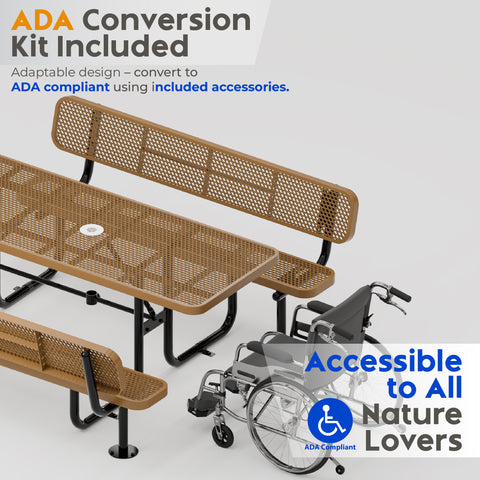 Backrests For Rectangular Picnic Tables - 6ft - Brown - 2 pcs