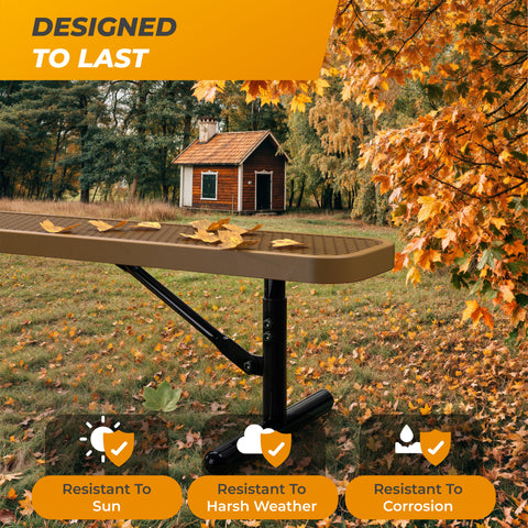 Heavy-Duty Outdoor Bench - Expanded Metal - 6ft - Portable - No Back - Brown
