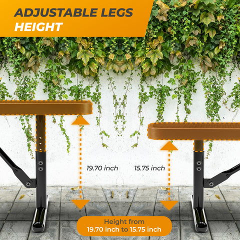 Heavy-Duty Outdoor Bench - Expanded Metal - 6ft - Portable - No Back - Brown