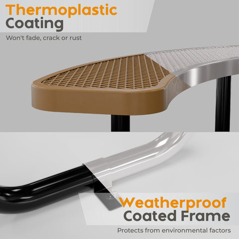 Metal Picnic Table - Round Expanded Metal - 46 in - Brown - ADA Compliant