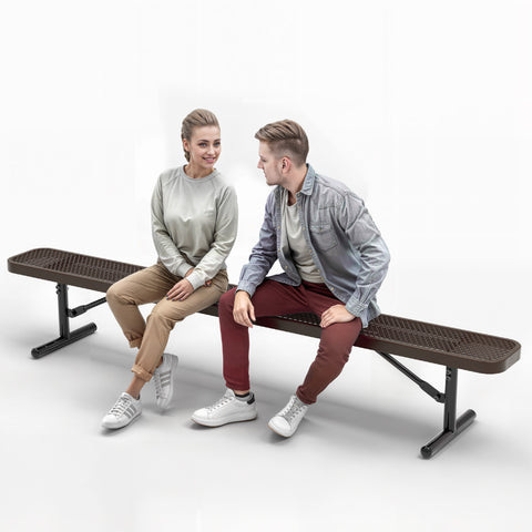 Heavy-Duty Outdoor Bench - Expanded Metal - 8ft - Portable - Brown