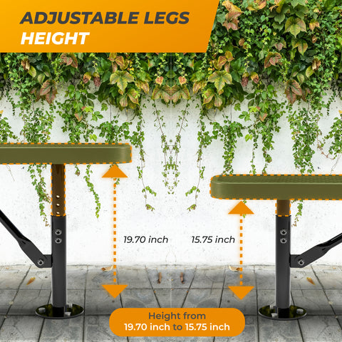 Heavy-Duty Outdoor Bench - Expanded Metal - 6ft - Surface - No Back - Green