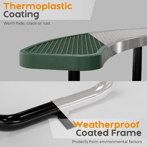 Metal Picnic Table - Round Expanded Metal - 38 in - Green
