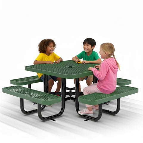 Kids Picnic Table - Square Expanded Metal - 38 in - Green