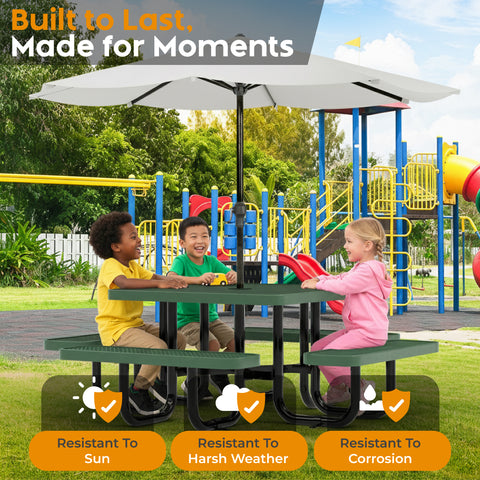 Kids Picnic Table - Square Expanded Metal - 38 in - Green