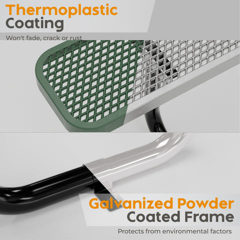 Kids Picnic Table - Square Expanded Metal - 38 in - Green