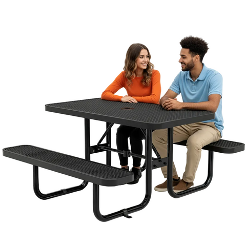 Metal Picnic Table - Rectangle Expanded Metal - 4ft - Black - ADA Compliant