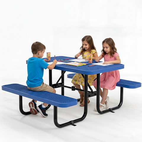Metal Picnic Table - Rectangle Expanded Metal - 4ft - Blue - ADA Compliant