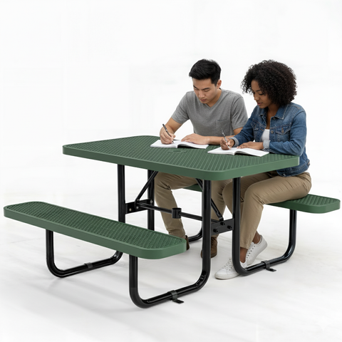 Metal Picnic Table - Rectangle Expanded Metal - 4ft - Green - ADA Compliant