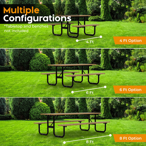 Heavy Duty DIY Picnic Table Legs Kit for 4ft, 6ft and 8ft Tables