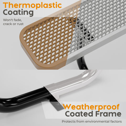 Metal Picnic Table - Rectangle Expanded Metal - 6ft - Brown - ADA Compliant