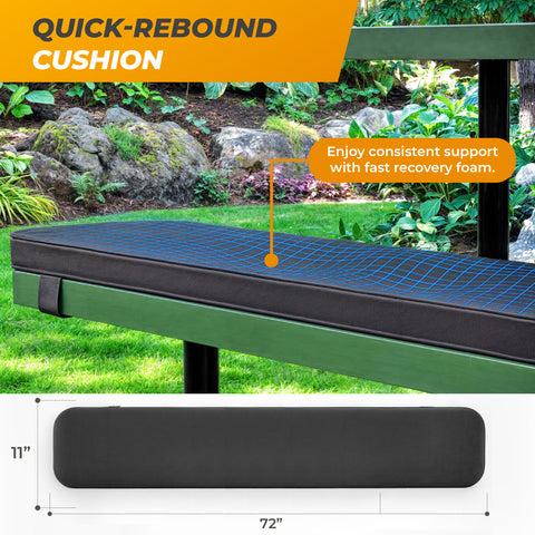Cushions For Rectangular Picnic Tables - 6ft - Black - 2 pcs