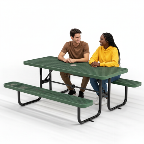 Metal Picnic Table - Rectangle Expanded Metal - 6ft - Green - ADA Compliant