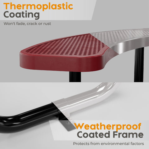 Metal Picnic Table - Round Punched Metal - 46 in - Red - ADA Compliant