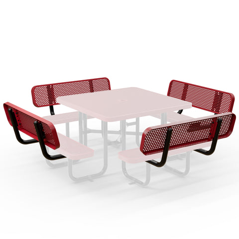 Backrests For Square Picnic Tables - 46in - Red - 4 pcs