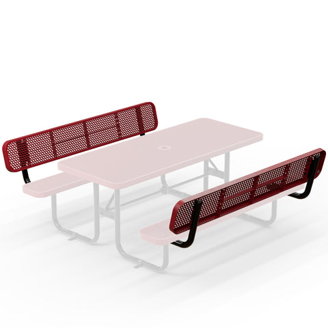 Backrests For Rectangular Picnic Tables - 6ft - Red - 2 pcs