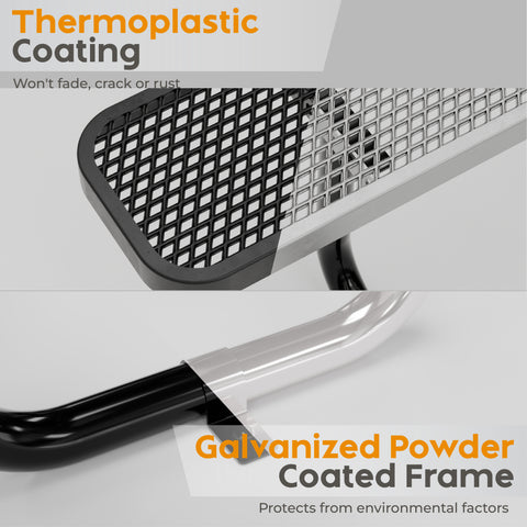 Metal Picnic Table - Square Expanded Metal - 38 in - Black