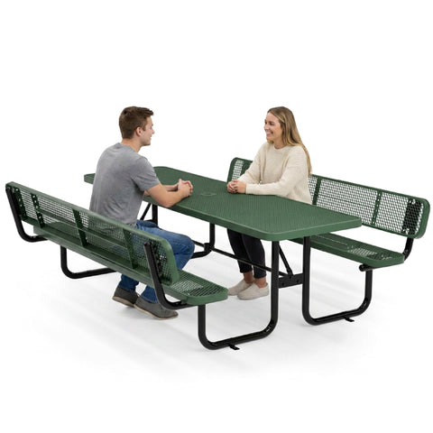 Metal Picnic Table - Rectangle Expanded Metal - 8ft - Green - ADA Compliant
