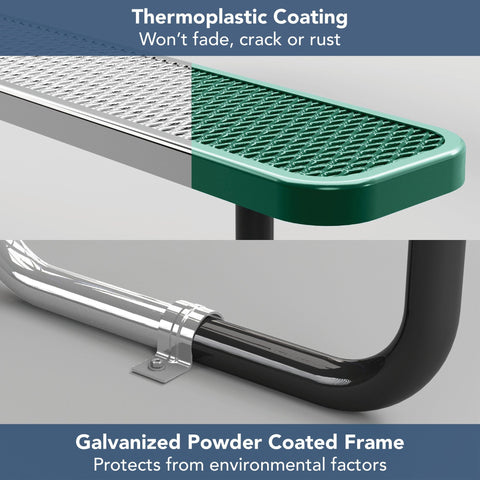 Picnic Table - Rectangle Expanded Metal - 6ft - Green - OUTTANS