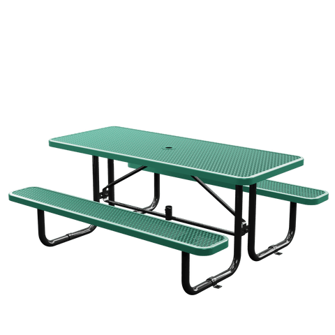 Picnic Table - Rectangle Expanded Metal - 6ft - Green - OUTTANS
