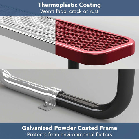 Picnic Table - Rectangle Expanded Metal - 6ft - Red - OUTTANS