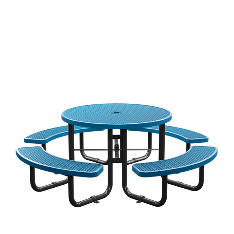 Picnic Table - Round Expanded Metal - 46 in - Blue