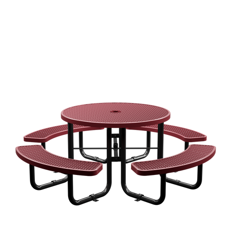 Picnic Table - Round Expanded Metal - 46 in- Red