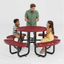 Metal Picnic Table - Round Expanded Metal - 38 in - Red