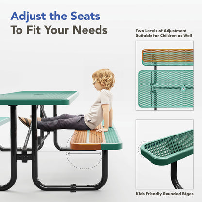 Picnic Table - Rectangle - 8ft - Green